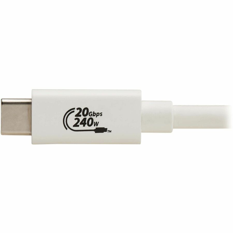 Eaton Tripp Lite Series USB4 20Gbps Cable (M/M) - USB-C, 4K 60 Hz, 240W PD Charging, White, 2 m (6.6 ft.)