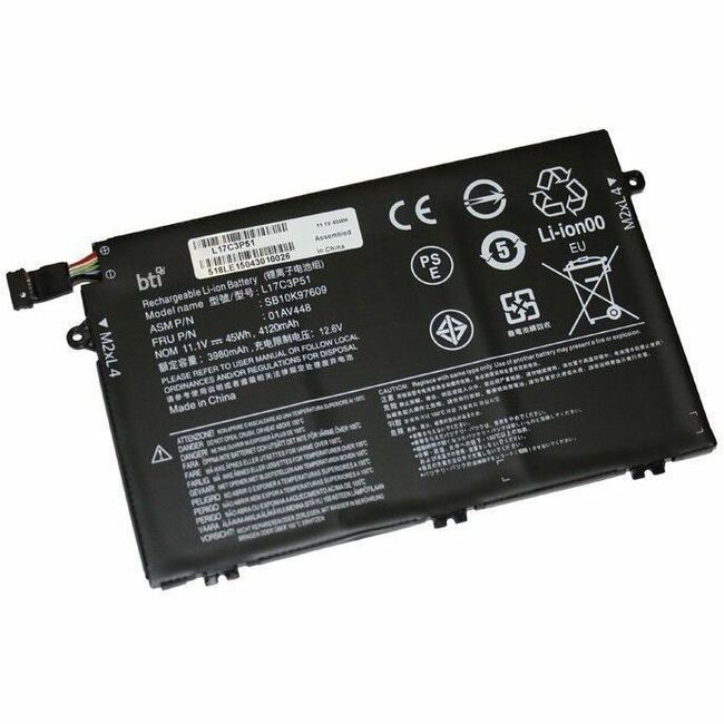 Battery BTI 01AV446-BTI 11.1V 45WHR LI-ION BATTERY 01AV445, 5B10W13887, L17C3P51, L17M3P52, SB10K97608, 01AV446, 5B10W13888, L17L3951, SB10K79606, SB10K97609, 01AV447, 5B10W13889, L17L3P51, SB10K97606, 01AV448, 5B10W13890, L17M3P51, SB10K97607