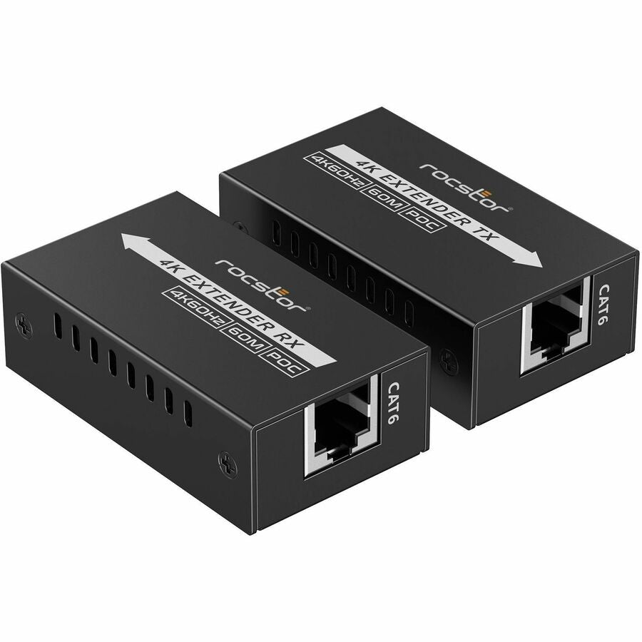 ROCSTOR Experience seamless ultra-high-definition video with the Rocstor TrueReach Extender over Ethernet Cable 4K@60Hz HDMI - 197 feet, 0.59 in, CAT6, 1080i, Black, Wired