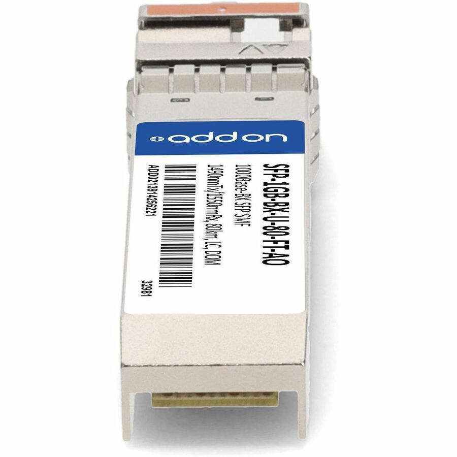 AddOn Fortinet Compatible TAA 1000Base-BX SFP Transceiver (SMF, 1490nmTx/1550nmRx, 80km, LC, DOM)