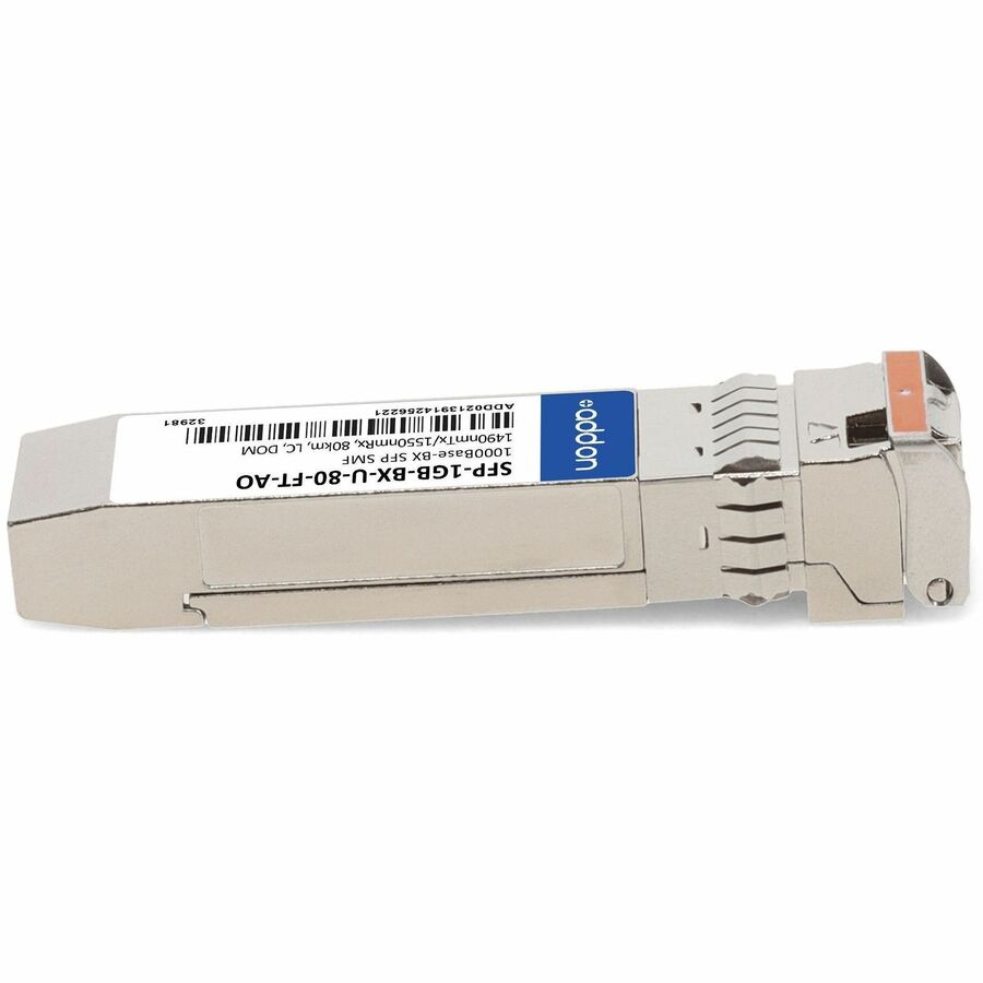 AddOn Fortinet Compatible TAA 1000Base-BX SFP Transceiver (SMF, 1490nmTx/1550nmRx, 80km, LC, DOM)