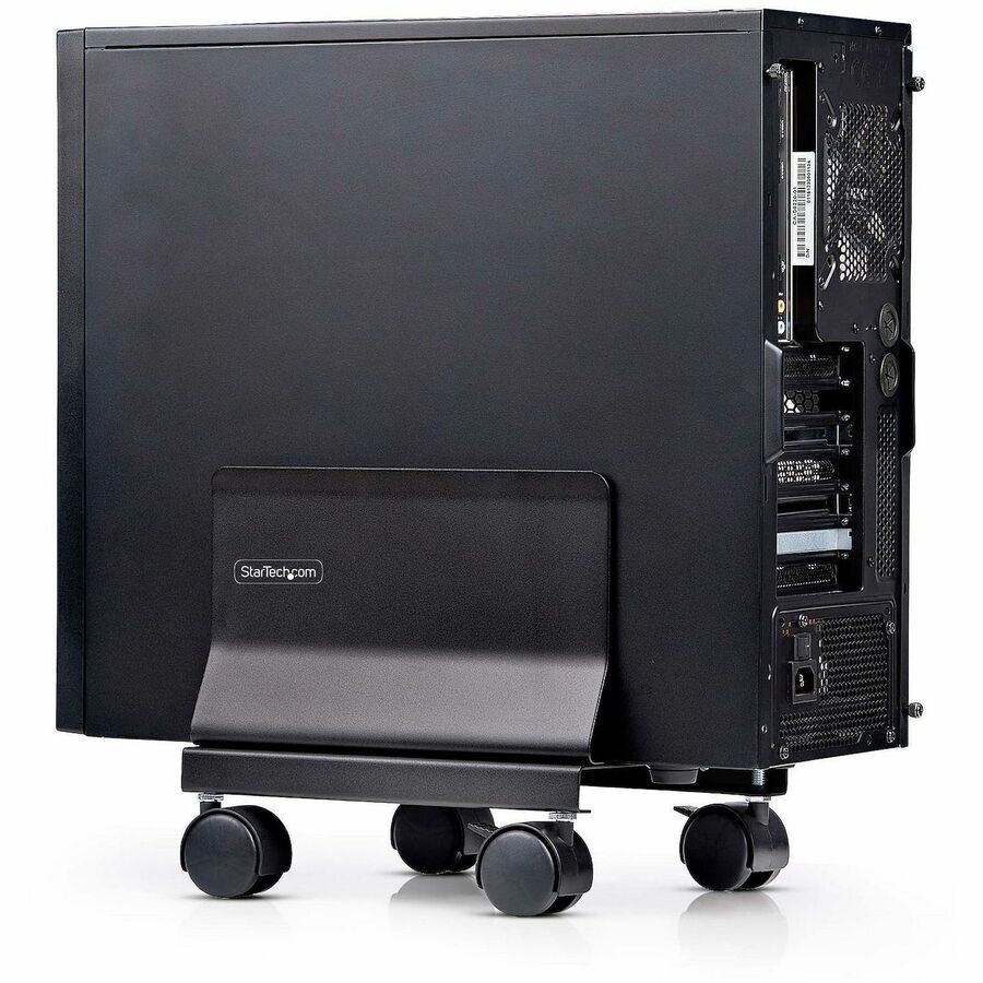 StarTech.com Computer Tower Cart, Rolling CPU Caddy on Wheels, Max 46.3lb/21kg, Adjustable PC Case Mount, Floor Stand Dolly, Steel, TAA