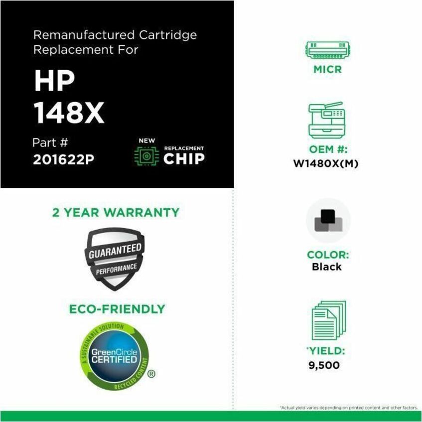 Clover Imaging Remanufactured MICR High Yield Toner Cartridge (New Chip) for HP W1480X