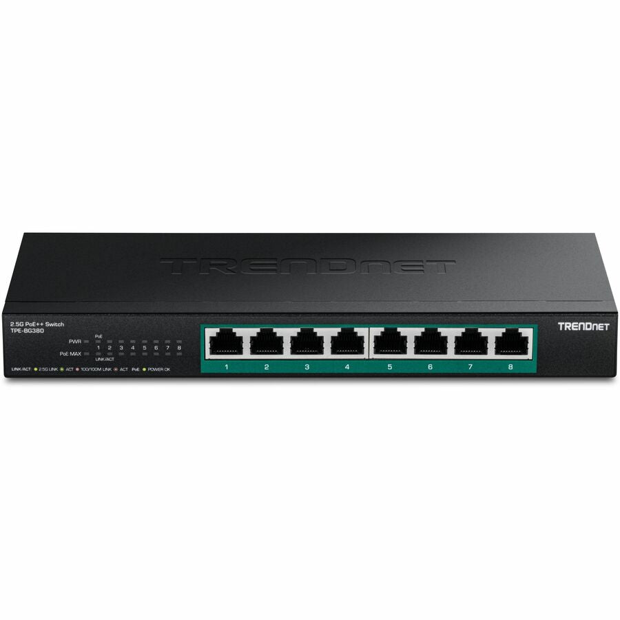 TRENDnet 8 Port 2.5G PoE++ Switch, 1.58 lb, 2.5 Gigabit Ethernet, 2.5GBase-T, TPE-BG380