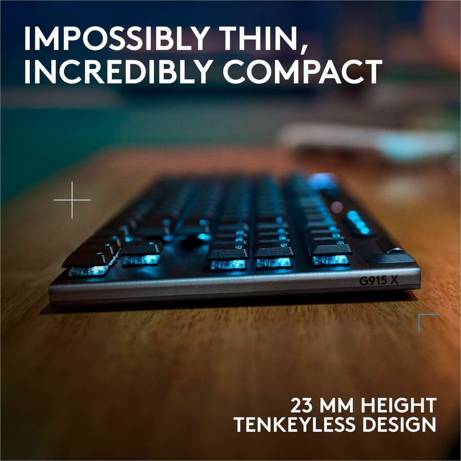 Logitech G915 X LIGHTSPEED TKL - Clicky, 0.89 in, Bluetooth, USB-C, Wired