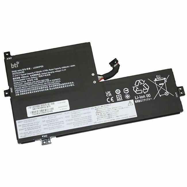 Battery BTI 5B11K08432-BTI 11.52V 47WHR LI-ION BATTERY 5B11K08432, L22M3PG0, SB11K08429, 5B11K08430, L22D3PG0, SB11K08436, 5B11K08435, L22X3PG0, 5B11K08427, L22B3PG0, SB11K08431, 5B11K08428, CHROMEBOOK 100E GEN 4 , 100E