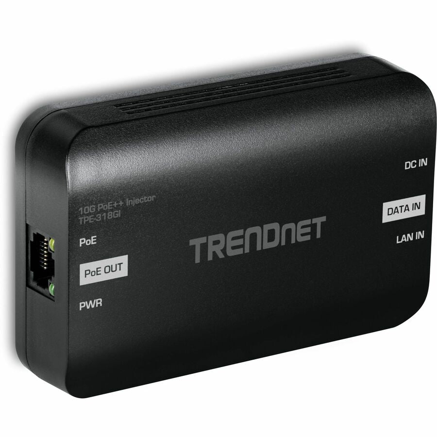 TRENDnet 10G PoE++ Injector, TPE-318GI, Converts a NonPoE Port to A PoE++ 10G Port, Supplies PoE (15.4W), PoE+ (30W), or PoE++ (90W)