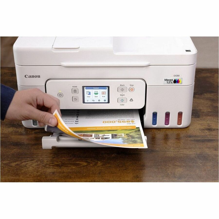 Canon PIXMA G4280 Wireless MegaTank Inkjet Multifunction Printer - Color - White
