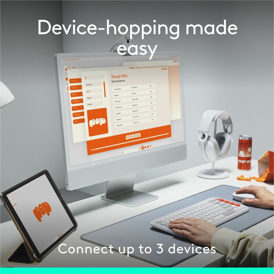 Logitech POP ICON COMBO, Bluetooth Keyboard and Mouse Combo, Comfortable Typing, Programmable Keys and Buttons, Quiet Clicks (Graphite & Green)