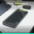 Logitech POP ICON COMBO, Bluetooth Keyboard and Mouse Combo, Comfortable Typing, Programmable Keys and Buttons, Quiet Clicks (Graphite & Green)