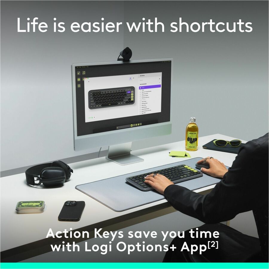 Logitech POP ICON KEYS Wireless Bluetooth Keyboard, Comfortable Typing, Programmable Keys, Easy-Switch Between up to 3 Devices (Off-white & Orange)