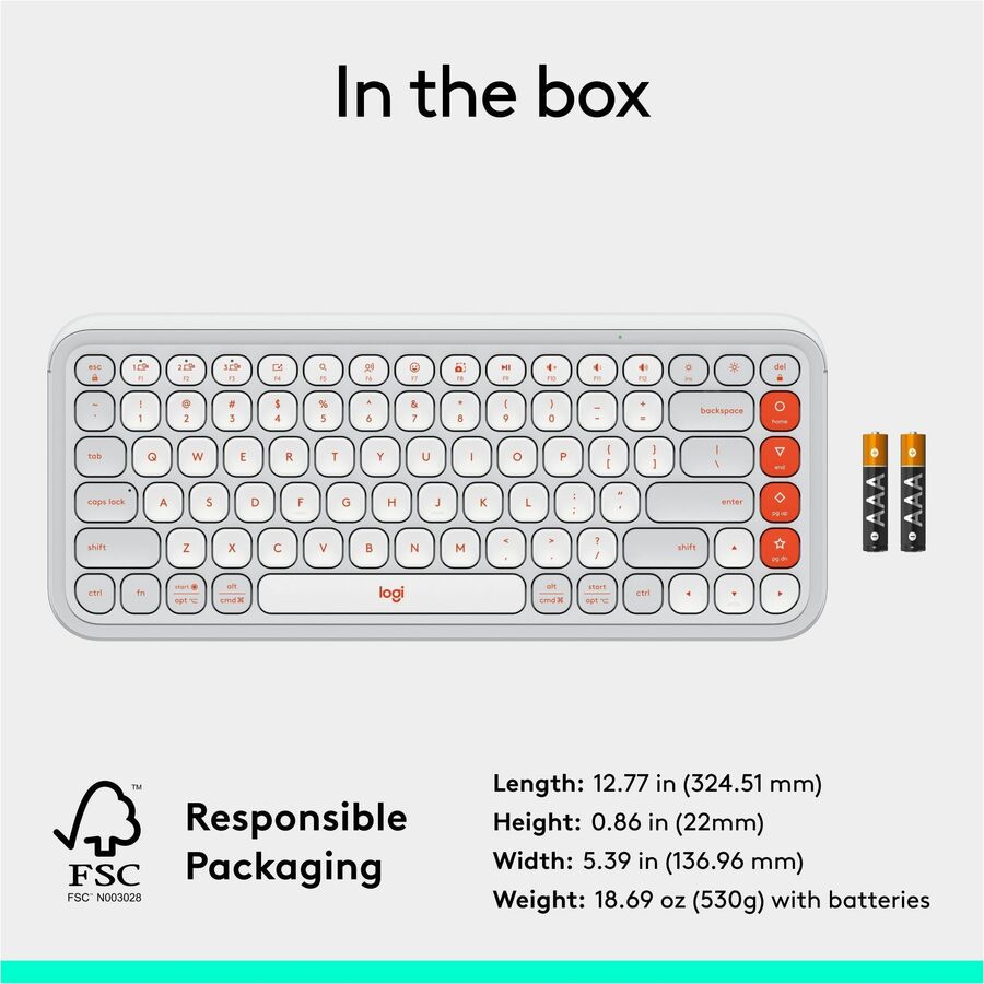 Logitech POP ICON KEYS Wireless Bluetooth Keyboard, Comfortable Typing, Programmable Keys, Easy-Switch Between up to 3 Devices (Off-white & Orange)