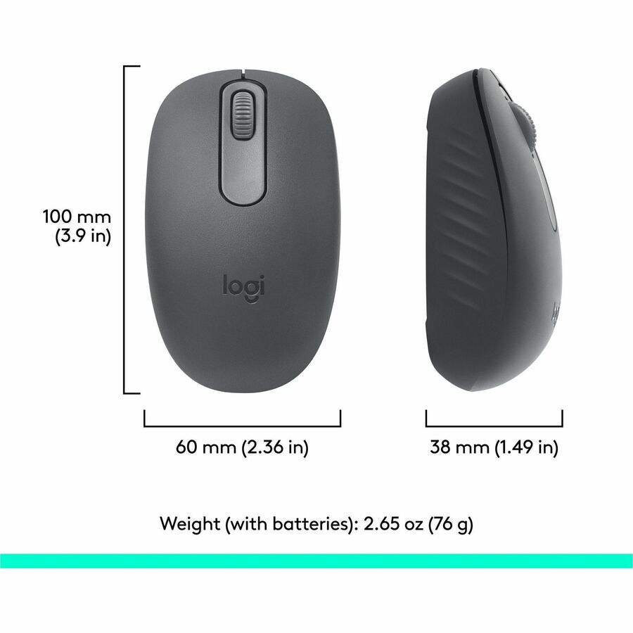 Logitech M196 Bluetooth Wireless Mouse, Compact and Portable Mouse for Laptops, Tablets and More, 12-Month Battery, Smooth Tracking, Compatible With PC and Mac, Windows and macOS (Graphite)