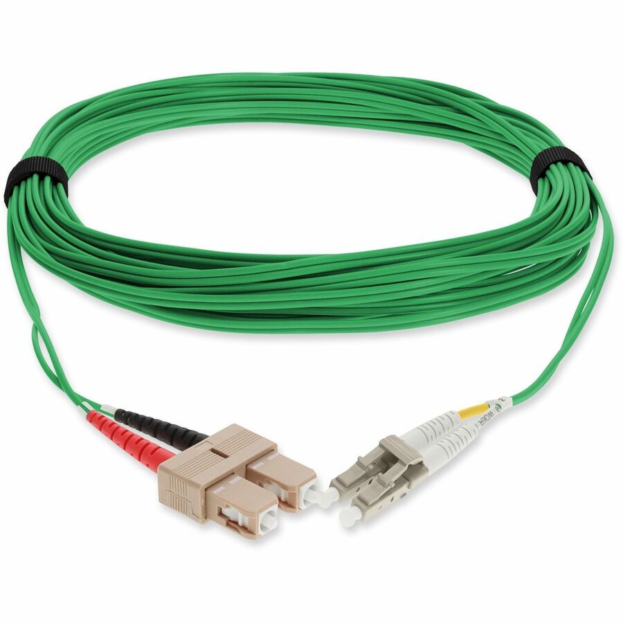 AddOn 5m SC to LC Green OM4 Duplex OFNR (Riser-Rated) Fiber Patch Cable
