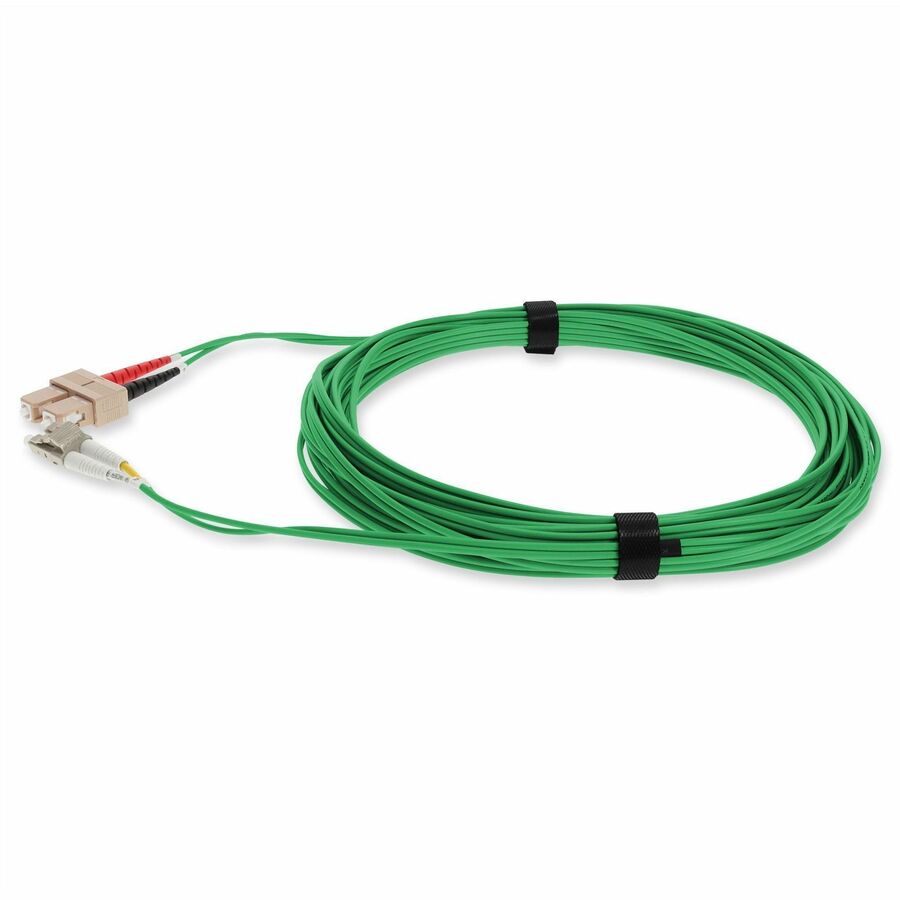 AddOn 5m SC to LC Green OM4 Duplex OFNR (Riser-Rated) Fiber Patch Cable