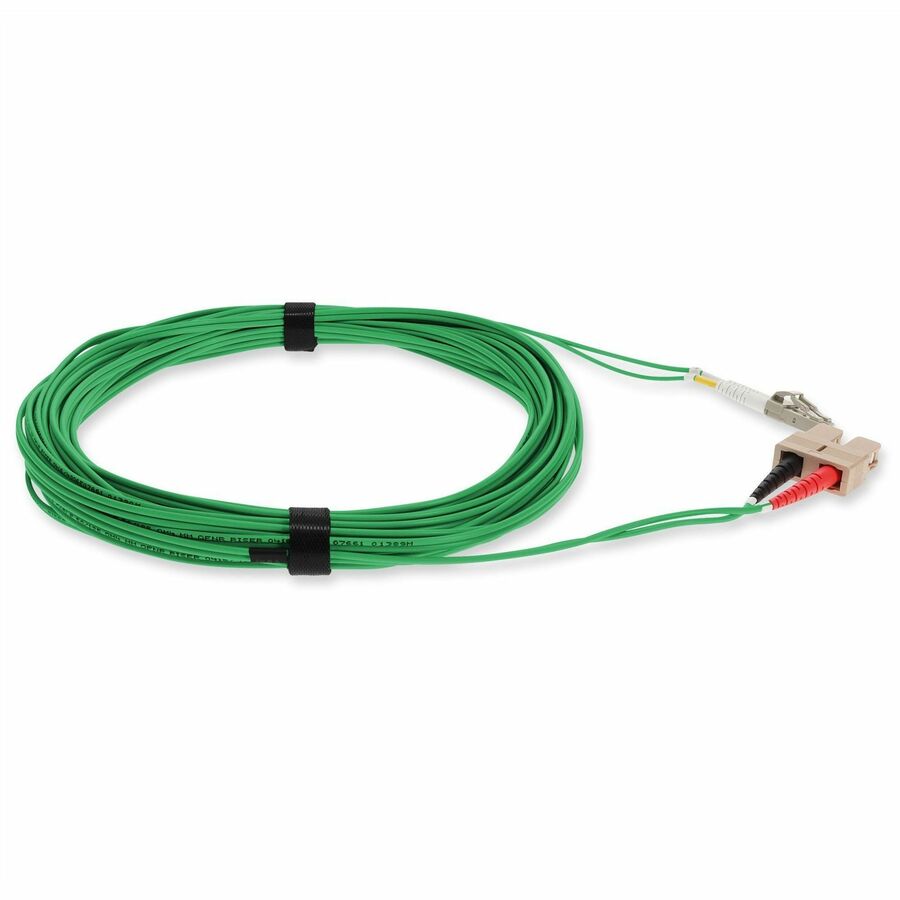 AddOn 5m SC to LC Green OM4 Duplex OFNR (Riser-Rated) Fiber Patch Cable