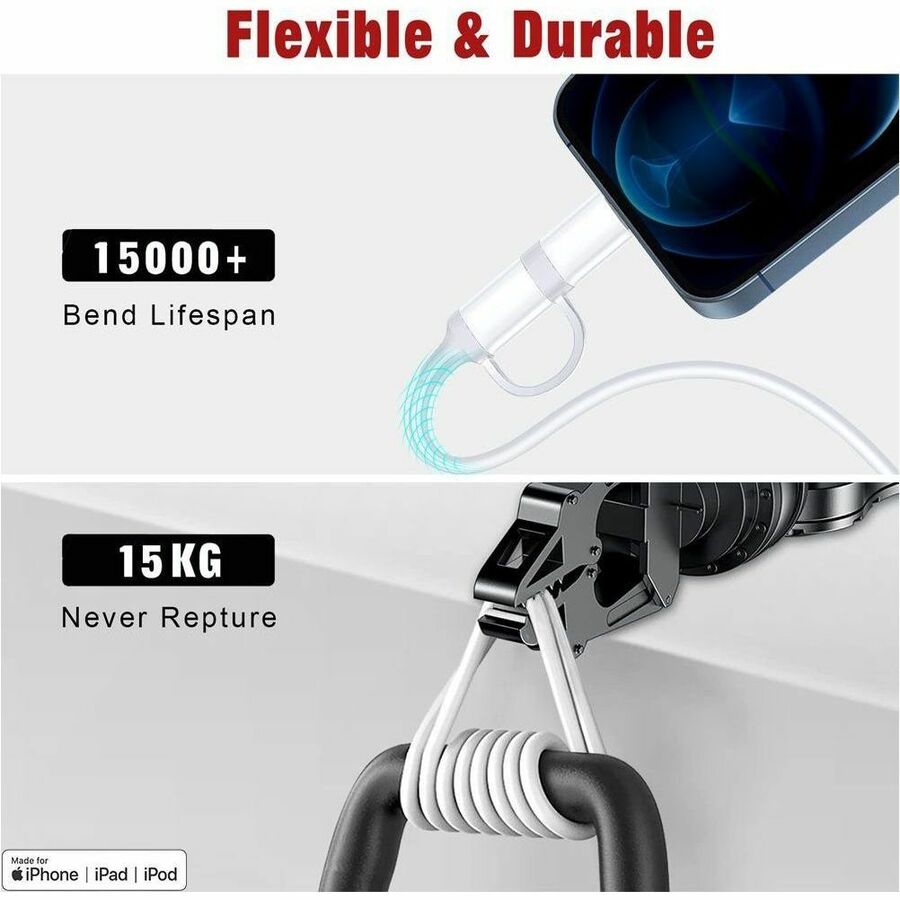 4XEM 2 in 1 3ft USB-C to USB-C + Lightning Cable