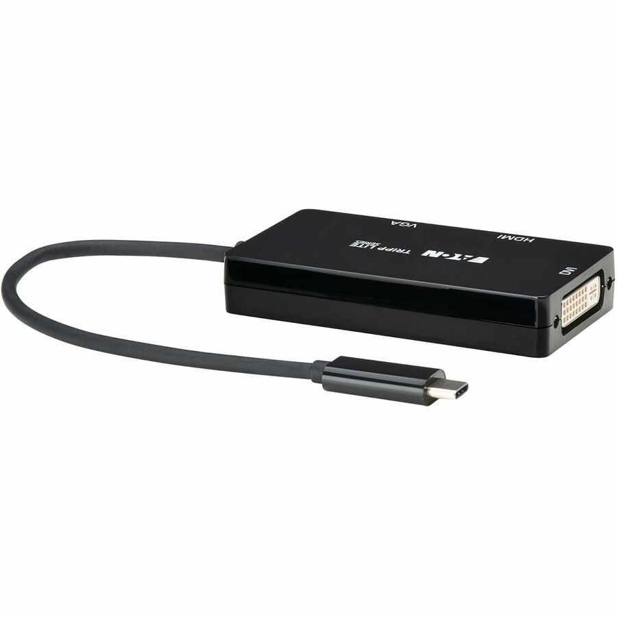 Eaton Tripp Lite Series USB-C Multiport Adapter (M/3xF) - 4K 60 Hz HDMI, 1080p VGA + DVI Ports, Black