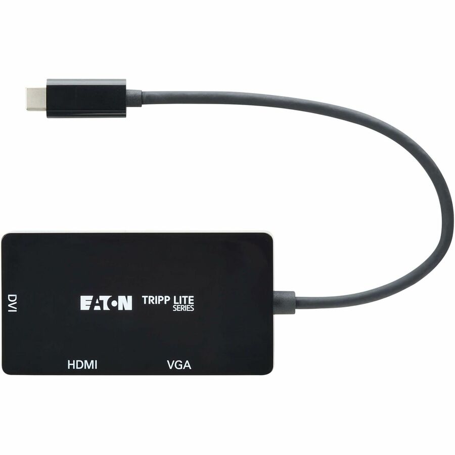 Eaton Tripp Lite Series USB-C Multiport Adapter (M/3xF) - 4K 60 Hz HDMI, 1080p VGA + DVI Ports, Black