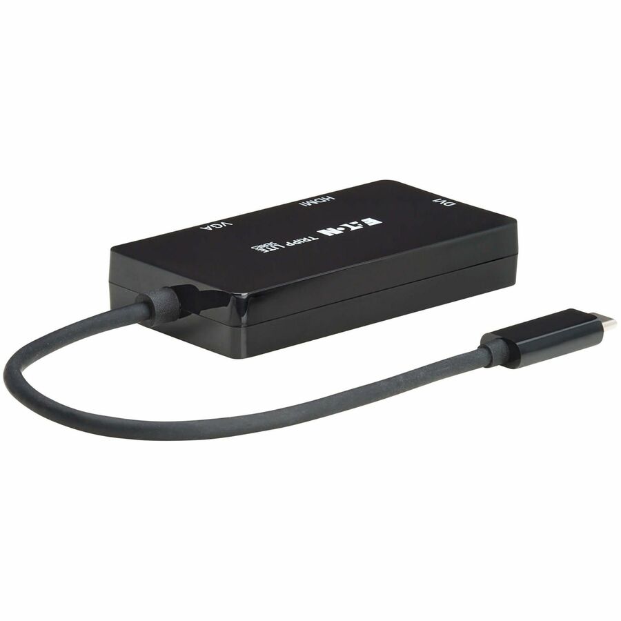 Eaton Tripp Lite Series USB-C Multiport Adapter (M/3xF) - 4K 60 Hz HDMI, 1080p VGA + DVI Ports, Black
