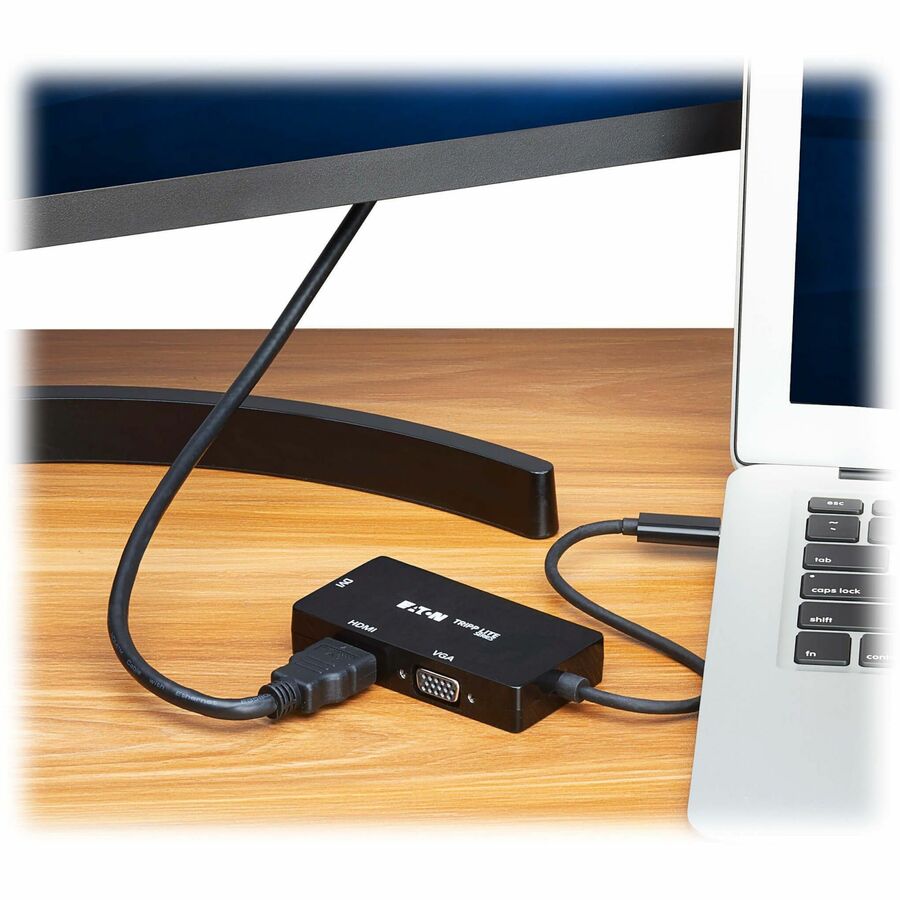 Eaton Tripp Lite Series USB-C Multiport Adapter (M/3xF) - 4K 60 Hz HDMI, 1080p VGA + DVI Ports, Black