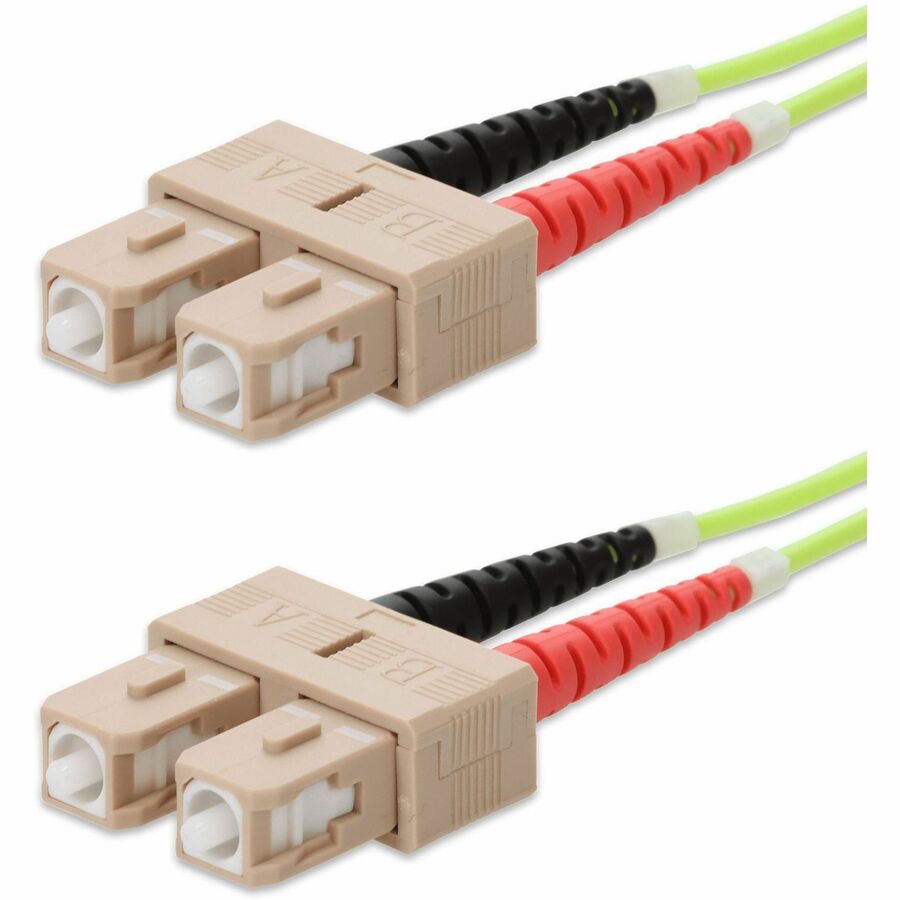 AddOn 2m SC to SC Lime Green OM5 Duplex OFNP (Plenum-Rated) Fiber Patch Cable