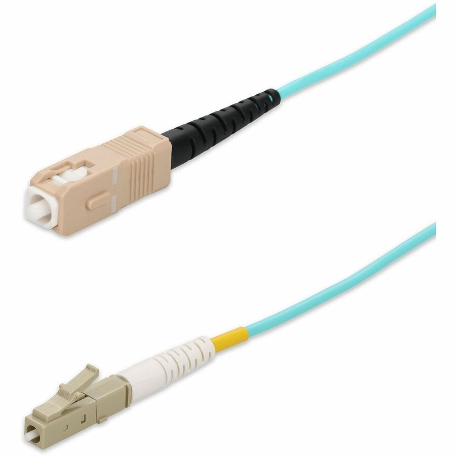 AddOn 0.5m SC to LC Aqua OM4 Simplex OFNR (Riser-Rated) Fiber Patch Cable