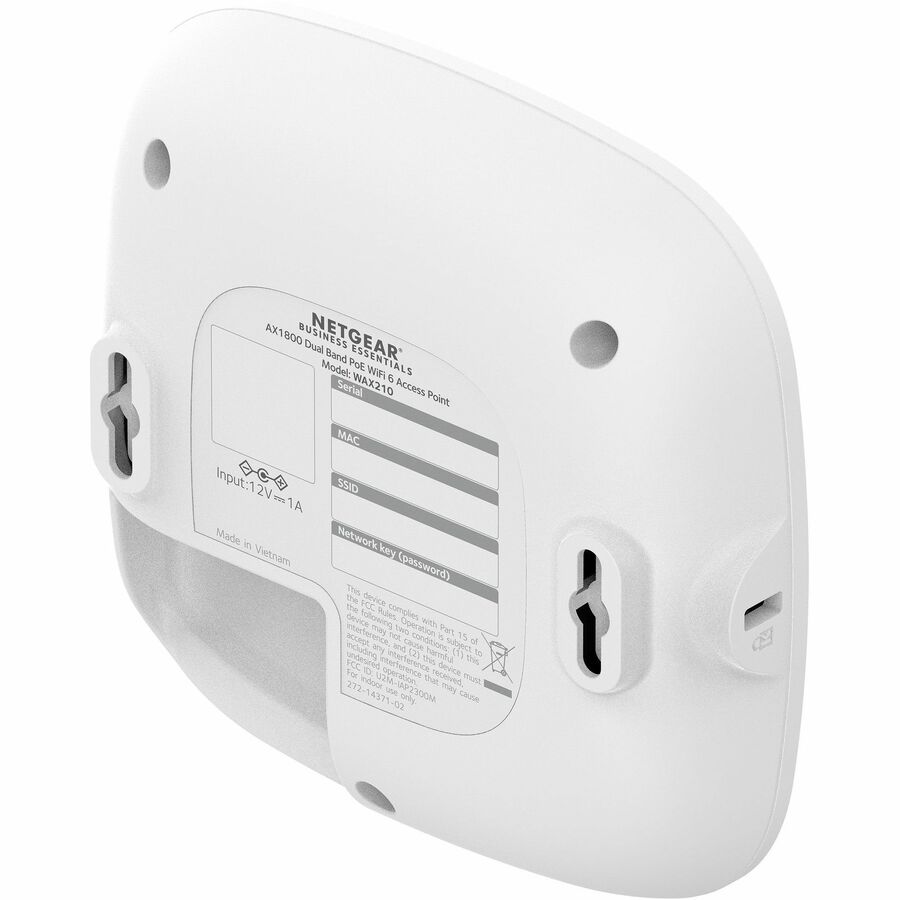 Netgear WAX210 Dual Band IEEE 802.11 a/b/g/n/ac/ax/e 1.80 Gbit/s Wireless Access Point - Indoor