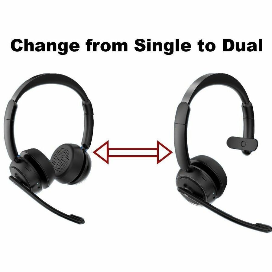 4XEM Bluetooth Wireless Office Interchangeable Single and Dual Speaker Headset