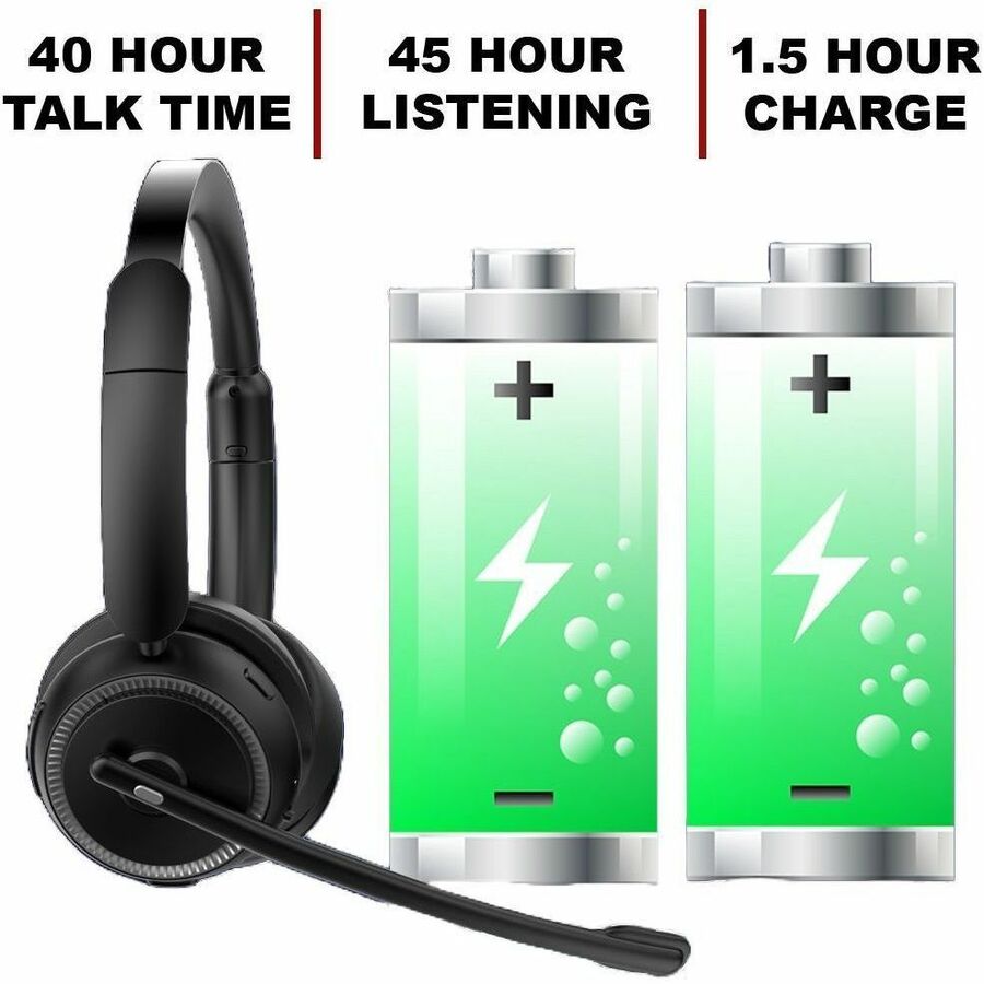 4XEM Bluetooth Wireless Office Interchangeable Single and Dual Speaker Headset