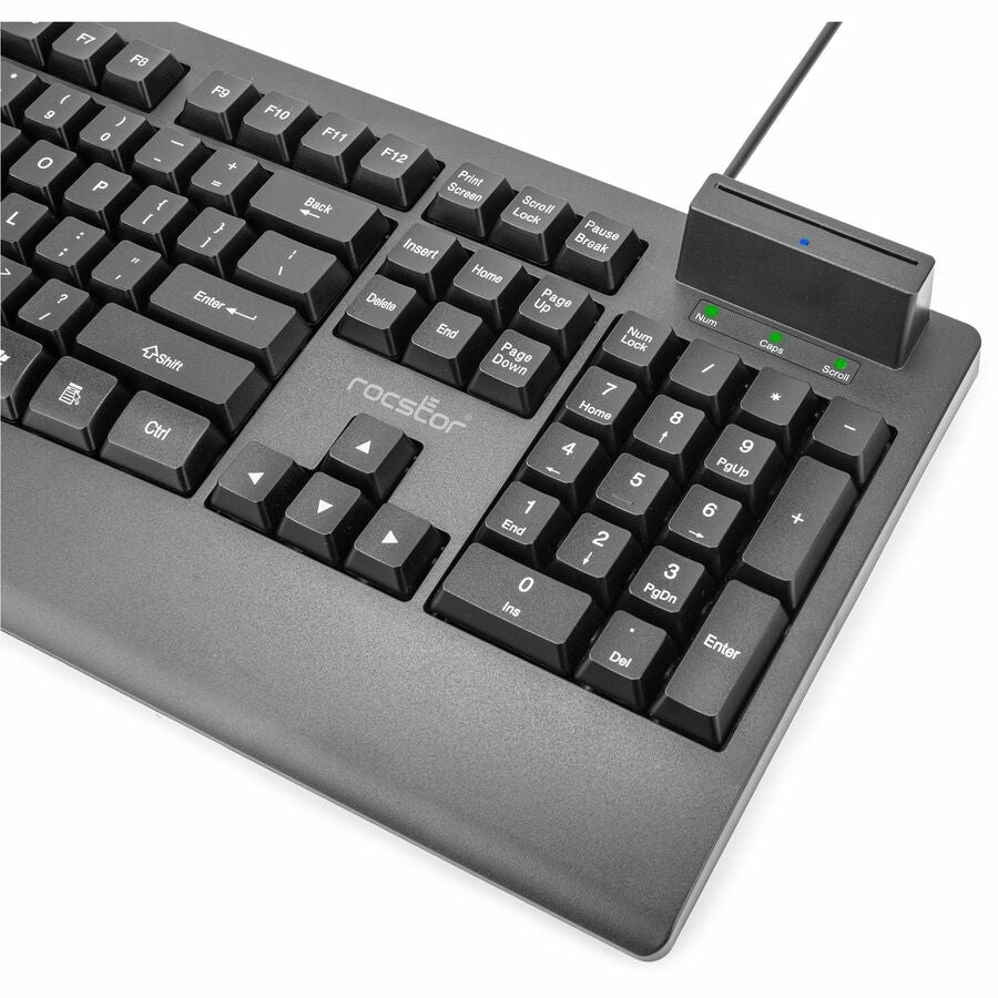 Rocstor KS18 Security USB Keyboard with Built-in Smart Card Reader -104 Keys