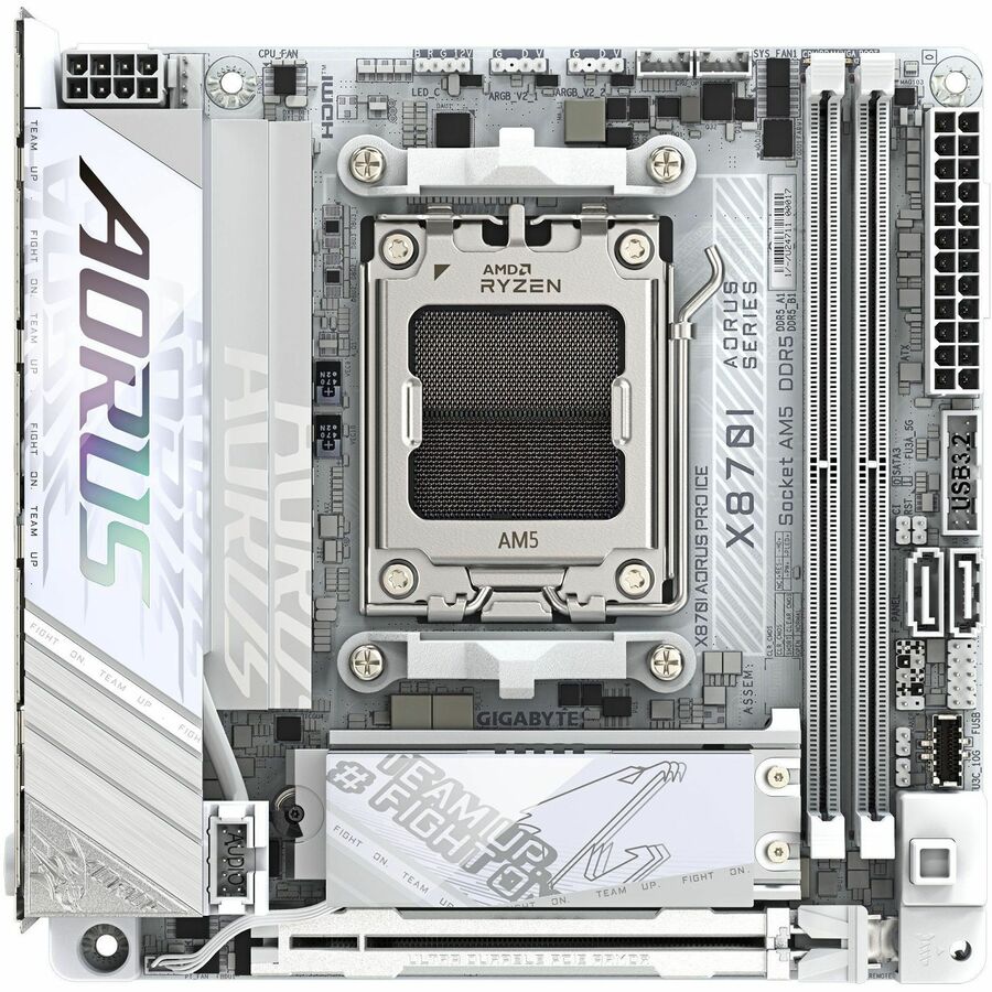 GIGABYTE Ultra Durable X870I AORUS PRO ICE Gaming Desktop Motherboard - AMD X870 Chipset - Socket AM5 - Mini ITX