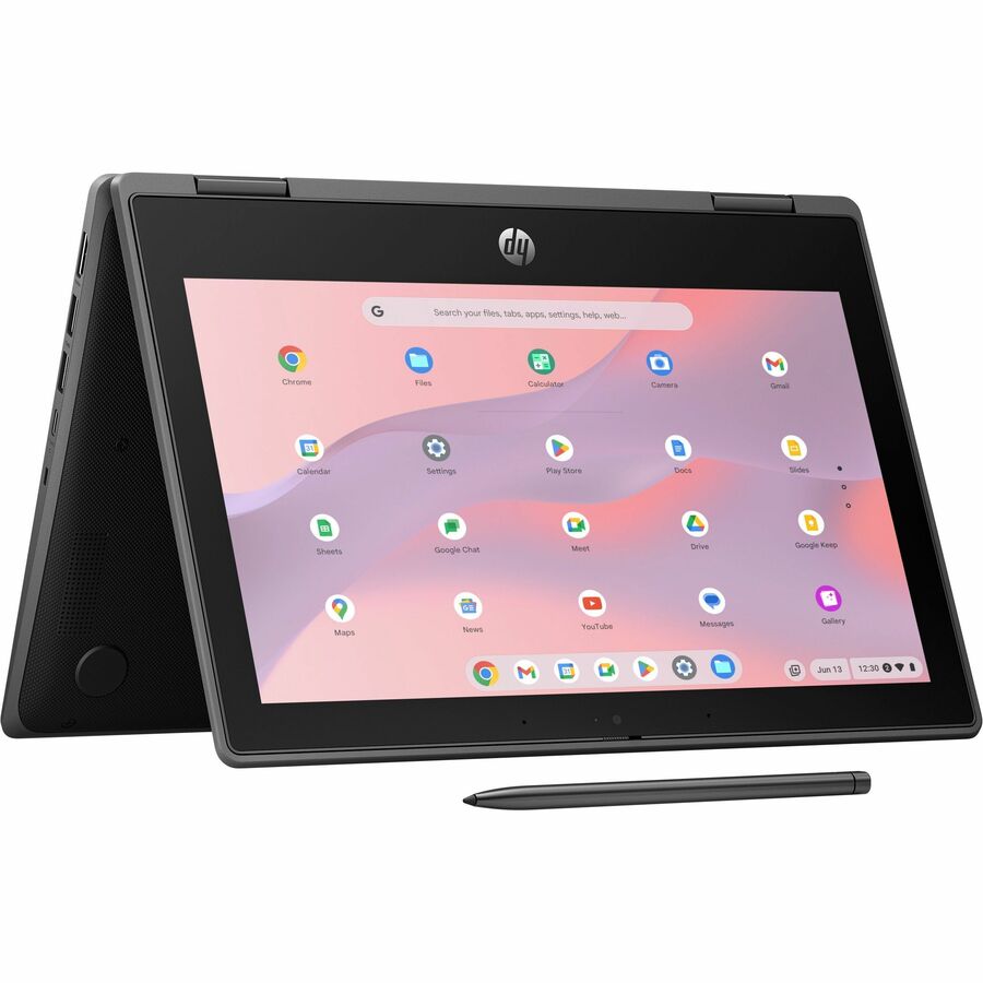 HP Fortis x360 G5 11.6" Touchscreen Rugged Convertible 2 in 1 Chromebook - HD - 60 Hz - Intel N-Series N100 - 8 GB - 64 GB Flash Memory - Jack Black