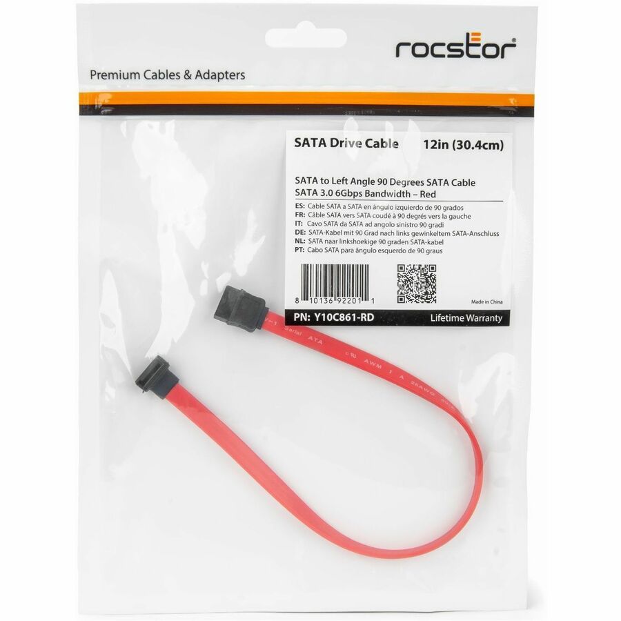 Rocstor 12in SATA to Left Angle SATA Serial ATA Cable