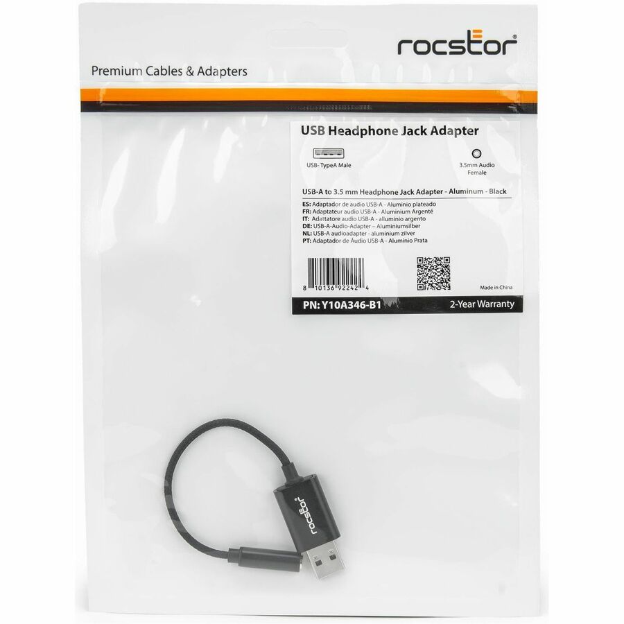Rocstor USB Type-A to 3.5 mm Headphone Jack Adapter