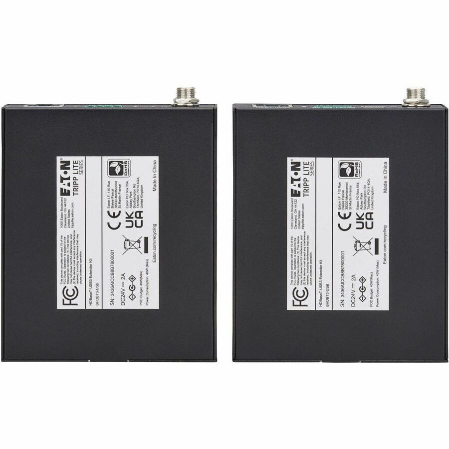 Eaton Tripp Lite Series HDBaseT-USB3 over Cat6a Extender Kit, 4 USB-A 3.2 Gen 1 Ports, PoC, RS-232, Up to 328 ft. (100 m), TAA