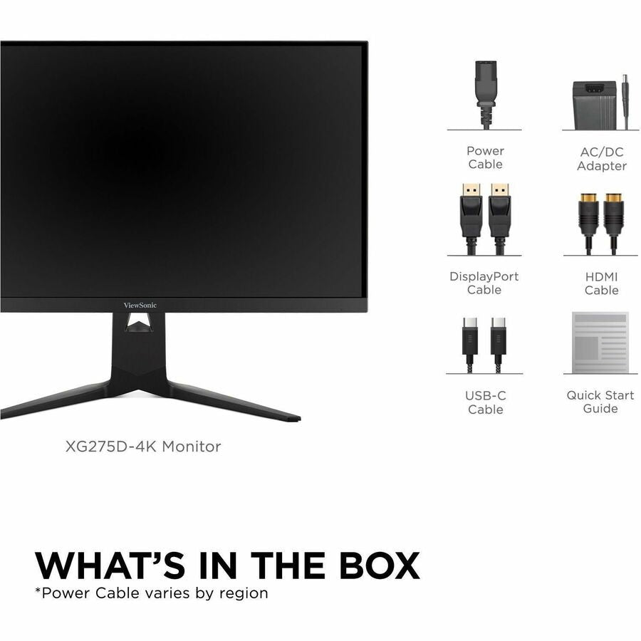 ViewSonic XG275D-4K 27 Inch 4K UHD Gaming Monitor with Switchable Refresh Rate Up to 320Hz, 0.5ms Response Time, AMD FreeSync Premium, Advanced Ergonomics, HDMI, DisplayPort, and 65W USB-C