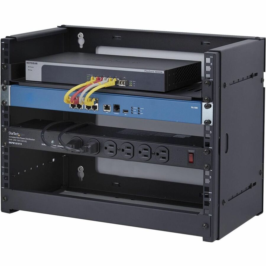 StarTech.com 2-Post 8U Wall Mounted Rack, Adjustable Depth up to 16in, Bracket for 19-inch Server/Data/Networking Equipment, Max 88lb