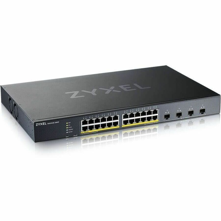 ZyXEL Hybrid NebulaFlex 24 Port GbE L3 Web Managed 802.3at PoE+ Switch + 4 SFP+ 10G Fiber Ports (28 Total Ports) 375W Power Budget, Ethernet, 10GBase-X