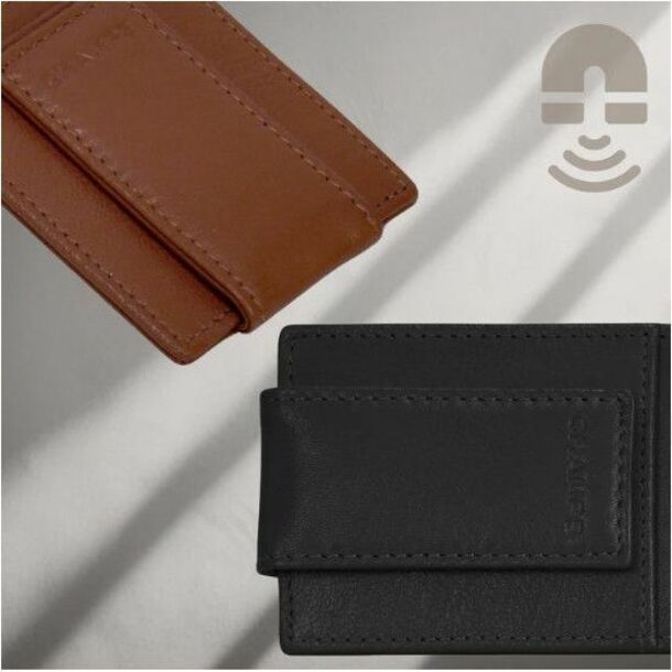 Champs OB-515-BROWN, RF, Onyx / Leather Mag Card Case