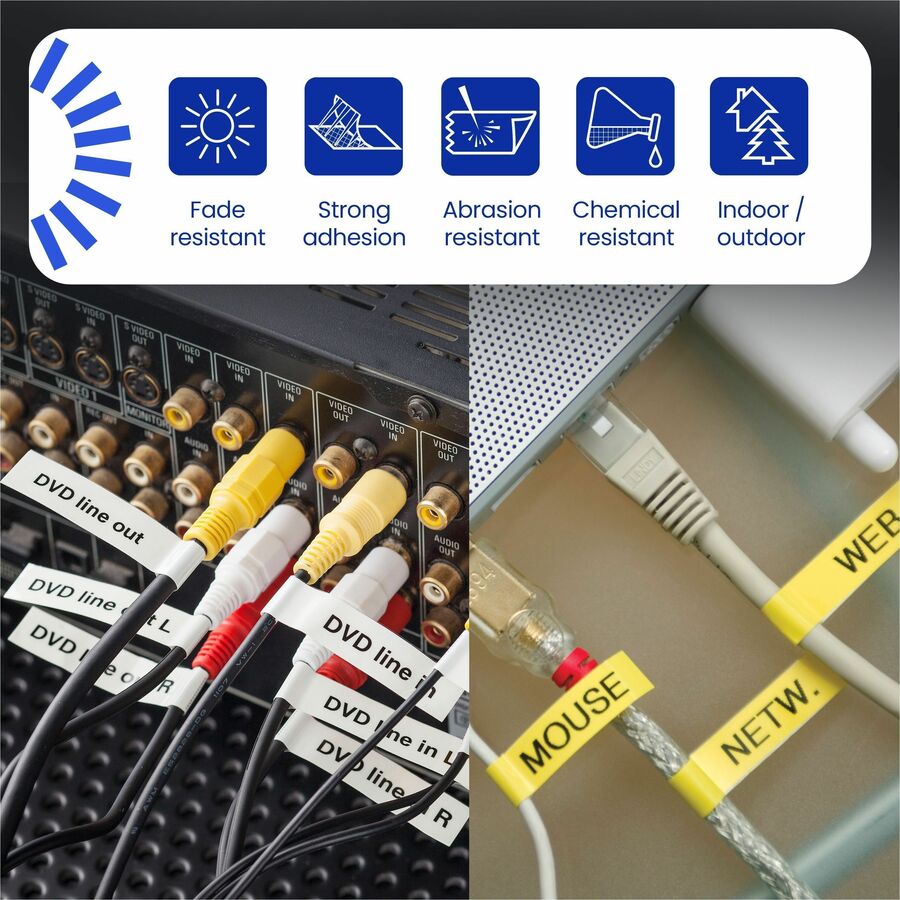 Brother Flexible ID Tape, 0.70", Black, TZEFX241G, 26.20 ft, White