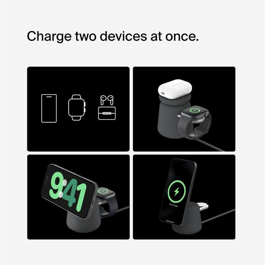 Belkin Qi2 2/1 WIRELESS CHARGING DOCK CHARCOAL MASS, WIZ027TTH36