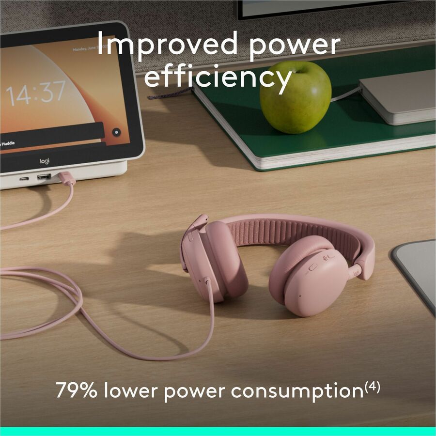 Logitech Zone Wired 2 for Business - Noise-Canceling Headset with Adaptive Hybrid ANC, Microsoft Teams Certified, USB-C with USB-A adapter, Rose