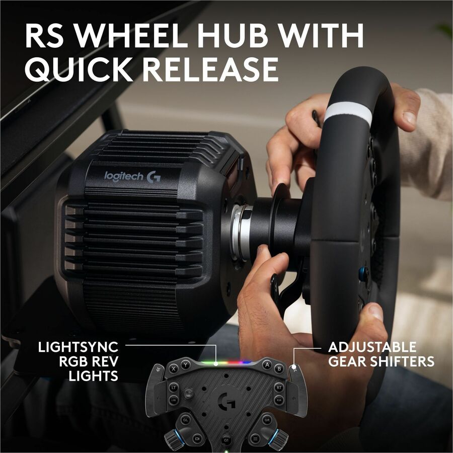 Logitech G RS50 System, 3-Piece Sim Racing Steering Wheel Setup - RS50 Wheel base with 8 Nm Direct Drive, RS Wheel Hub with 13 Buttons and RS Round Wheel 11-inch - For Xbox/PC