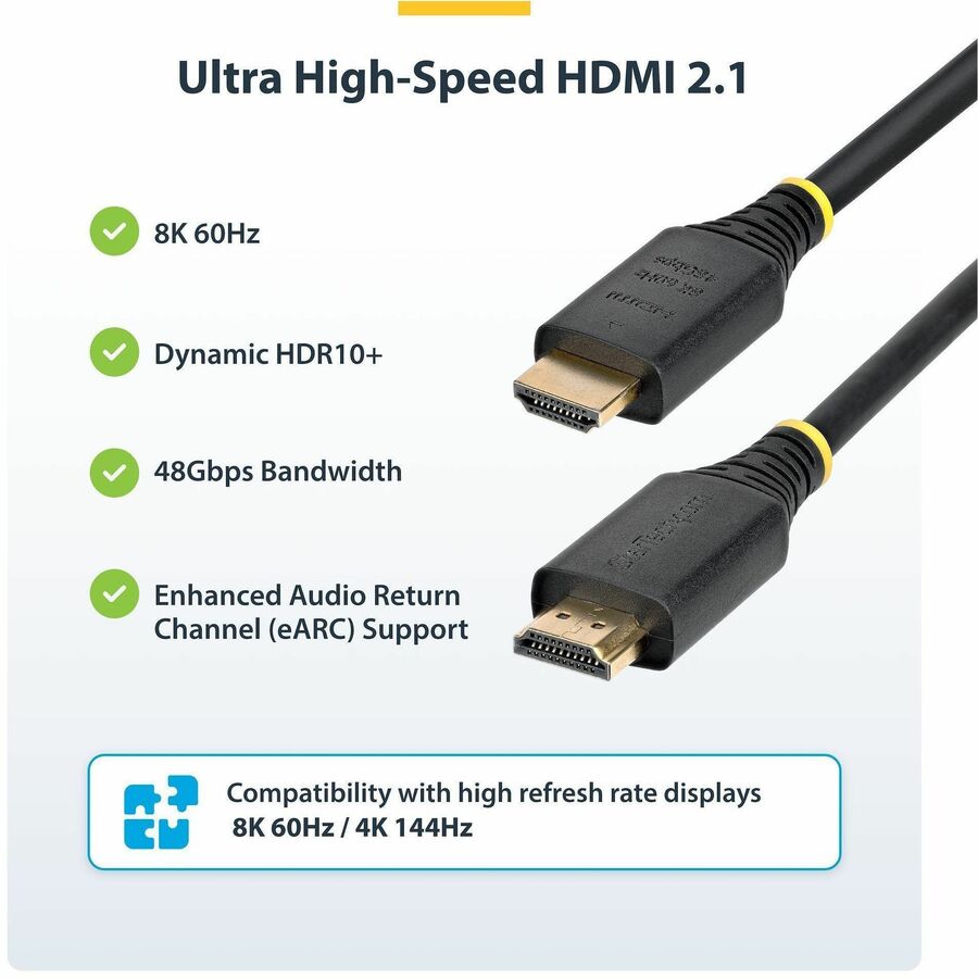 StarTech.com 15ft (4.6m) Certified Ultra High Speed HDMI Cable, 8K 60Hz/4K 120Hz, HDMI 2.1 Cable with HDR10+ / eARC, 48Gbps, 8K HDMI Cord