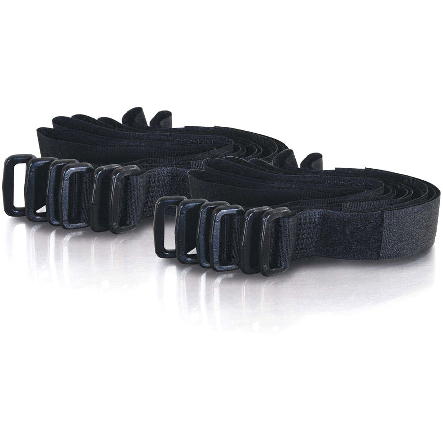Legrand C2G 11in Hook-and-Loop Cable Management Straps - Black - 12pk