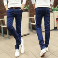 Men's Harem Jeans - Fashionable Washed Denim Pants with Elastic Waist