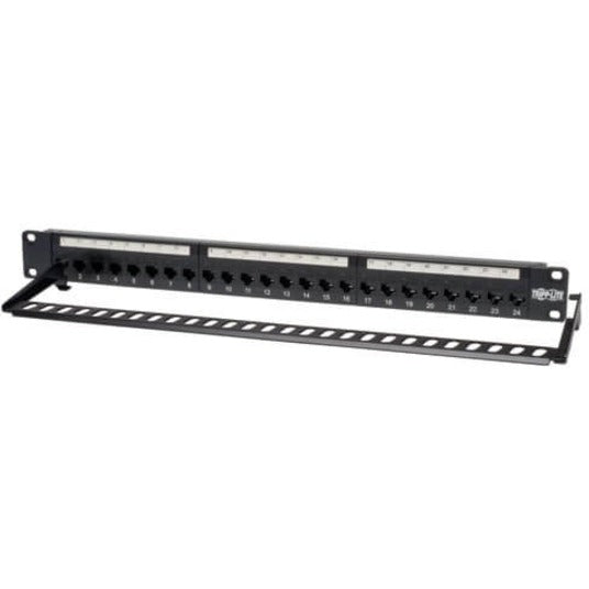 Eaton Tripp Lite Series 24-Port 1U Rack-Mount Cat5e Feedthrough Patch Panel, RJ45 Ethernet, TAA