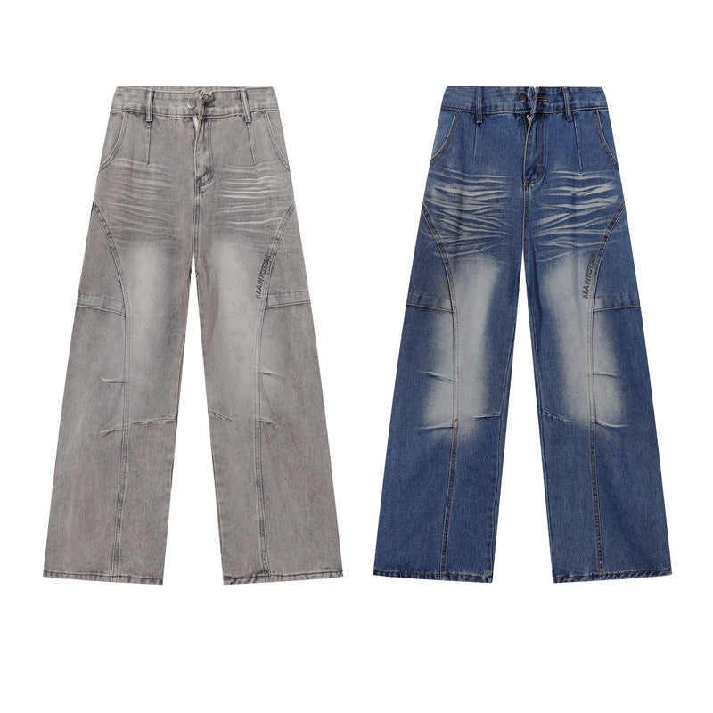 Men's Loose Straight Wide-Leg Denim Pants - Casual Trousers