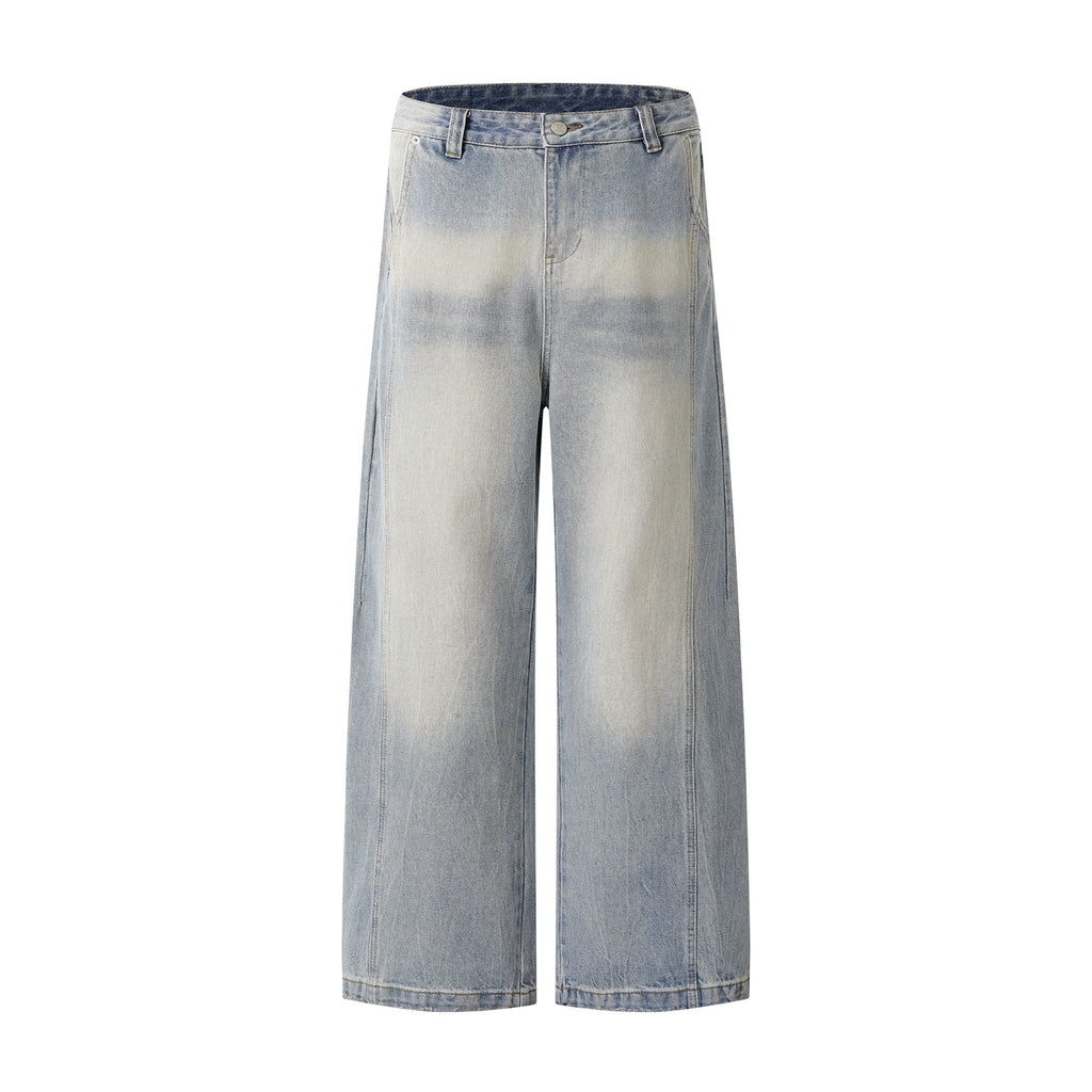 Washed Faded Straight Jeans for Men and Women - Casual Wide-Leg Slimming Long Pants